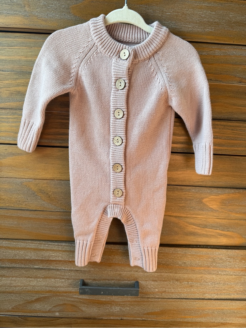 NWOT Caden Lane Classic Knit Baby One-Piece in Dusty Pink